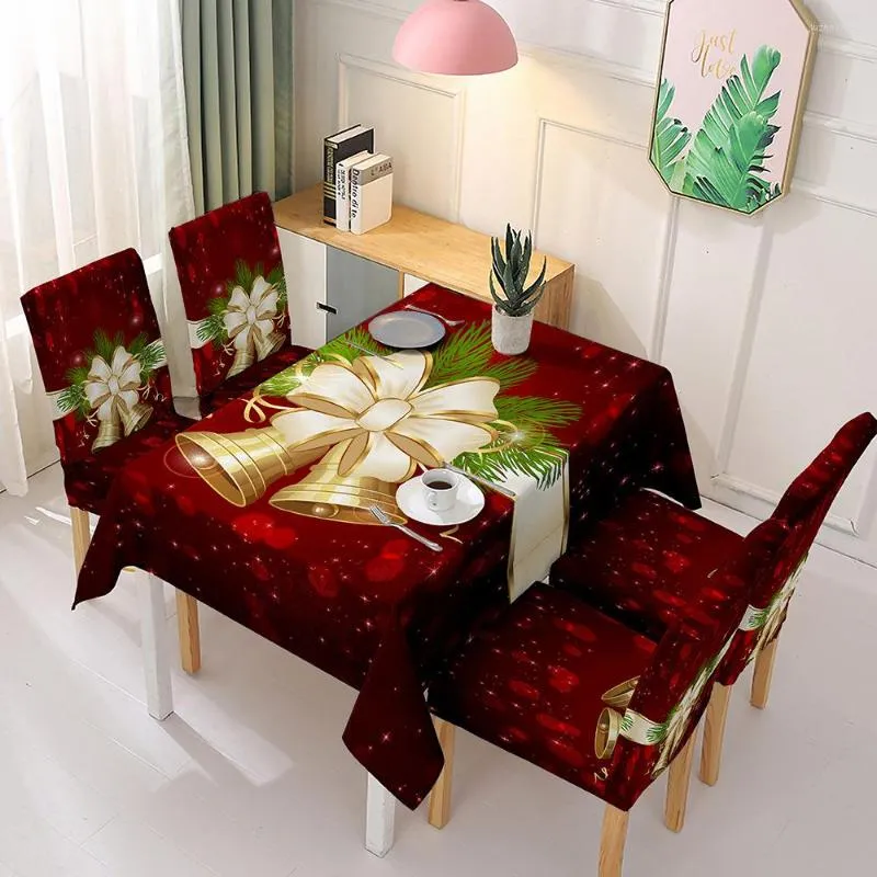 Housses de chaise, nappe imprimée de noël en 3D, en élasthanne, pour salle à manger, extensible, motif de mariage