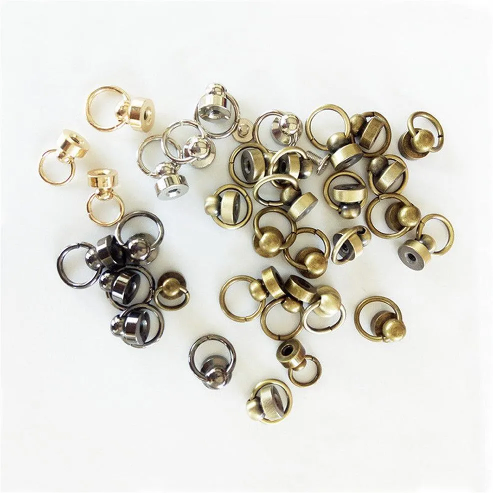 50unit 9mm Brass Stud Rivets Chicago Stud Screws Round Head Buckle Leather Craft for Bag Fitting2368