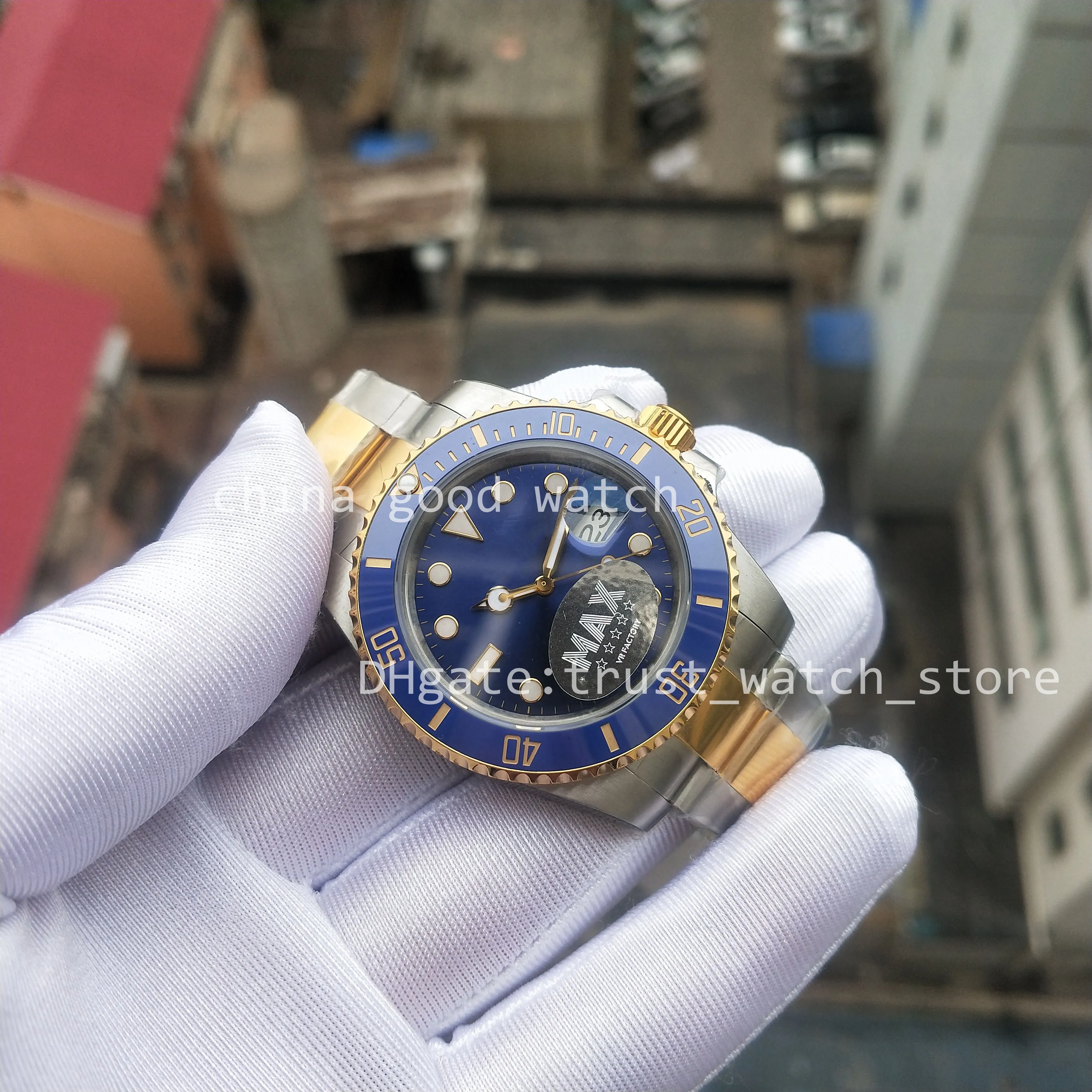 Novo super vrf relógios de fábrica azul cerâmica moldura masculina 18k real envoltório ouro 904l aço vr cal 3135 movimento automático 40mm mergulho natação l232o