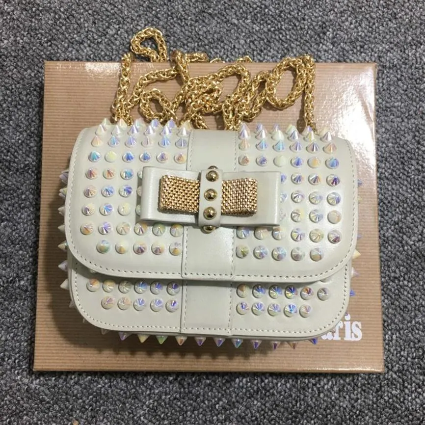 Luxe kleine tas ontwerper Handtassen Hoge kwaliteit rood merk echte lederen modezak Rivet Chain Crossbody voor vrouwen schouder B2418