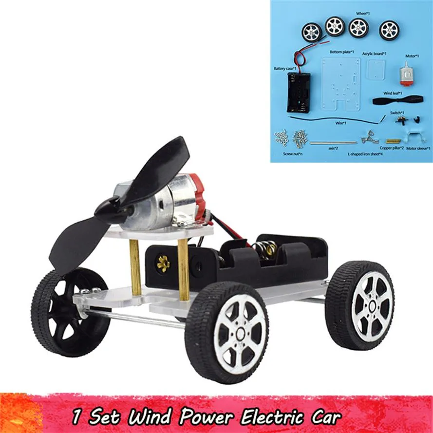 1 Set Wind Power Electric Car Science Experiment Toys DIY Assembling Model Kits Educational Toys for Kids Teens Educational Learni283x