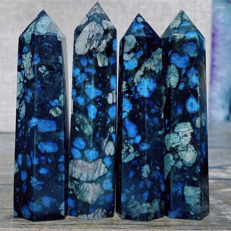 Dekorativa figurer Glaucophane Blue Natural Stone and Minerals Jewelry Tower Crystal Wand Healing Living Room Decoration Indie Heminredning