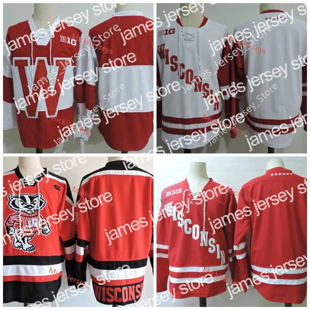 College Hockey draagt ​​Wisconsin Badgers gestikt college hockey jersey Trent Frederic Cameron Hughes Ryan Wagner Jake Linhart Chris Chelios Ryan Suter K'andre