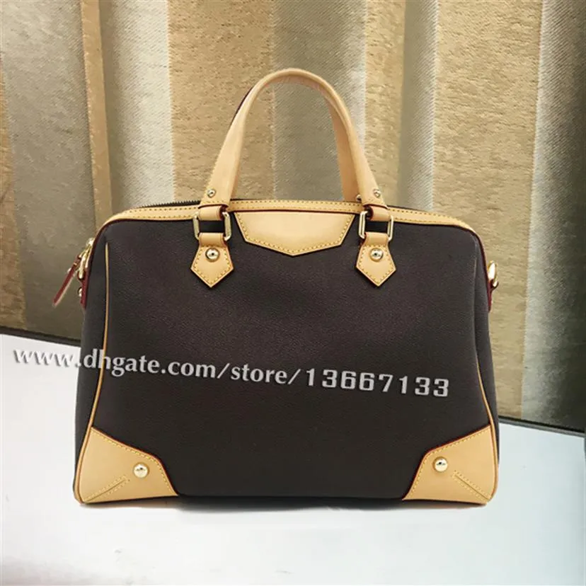 Classic Style Canvas Leather Travel Bag 40325 Retiro Tote Women Handv￤ska axelv￤ska med b￤lte h￶g kvalitet269i