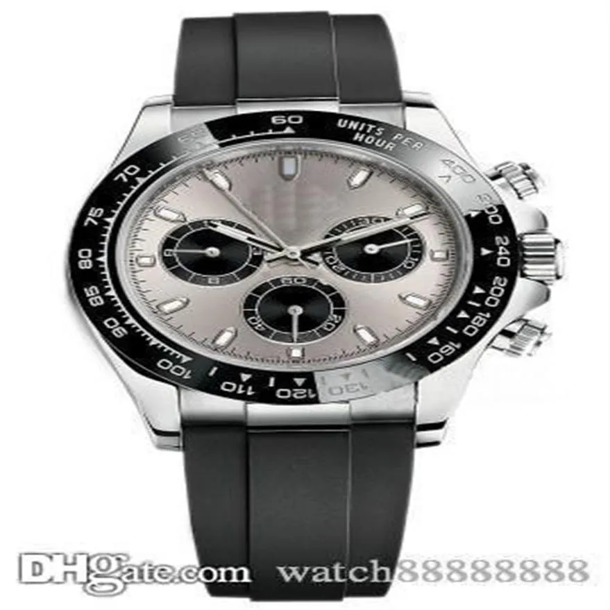 X28 Designer Men's Watch Movement M116519LN Silver Case gummi med gr￥ rabattm￤stare Sapphire Glass Retail Whale265f