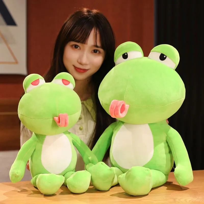 30cm-55cm Funny Tongue-rolling Frog Plush Toy Doll Soft Stuffed Animal Plushies Gifts for Child Girl High Quality
