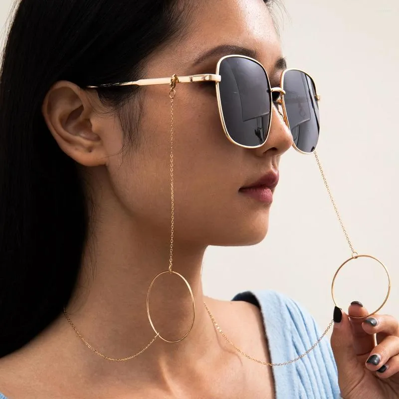 Óculos de sol Quadrões punk hip-hop geométrico anel pendurado copos de pescoço cadeia tendência de jóias européias e americanas