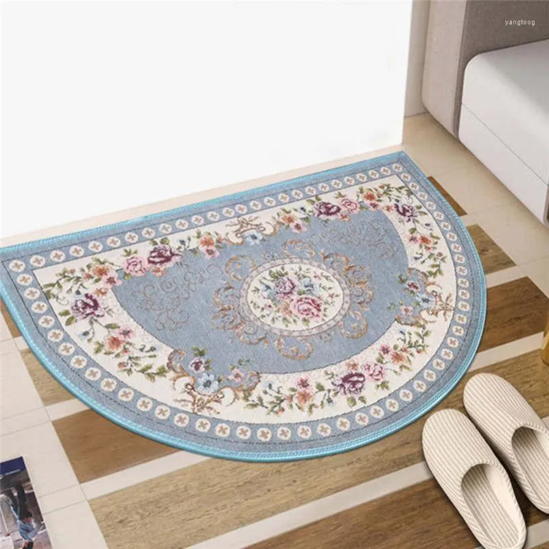 Carpets Chinese Traditional Flower Half Moon Carpet Non Slip Floor Mat Room Fireside Rug