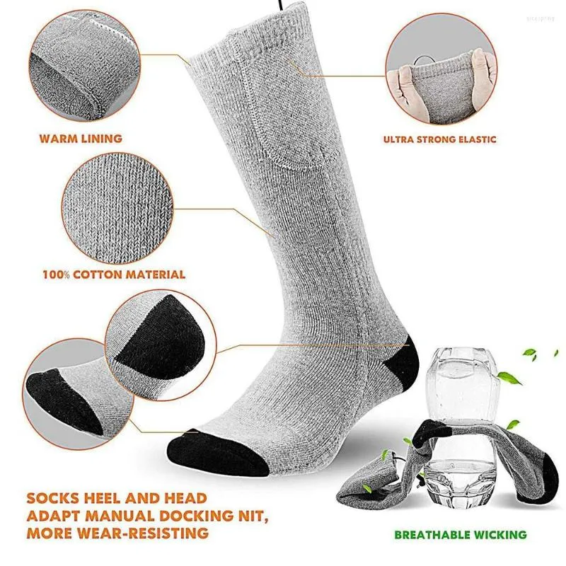 Skarpetki sportowe stopy cieplej USB Elektryczne podgrzewane ładowni akumulator ciepłe unisex stopy podgrzewacze termiczne Ulepszenie termiczne