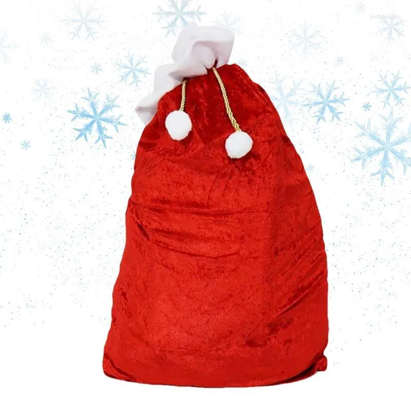 Décorations de Noël 100x70CM Grands Sacs Cadeaux Père Noël Velours Rouge Bonbons Super Doux 2023 Année Joyeux