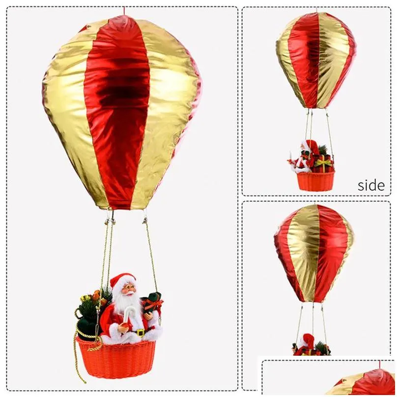 christmas hanging ornament air balloon with santa ceiling pendant indoor outdoor festive holiday decor