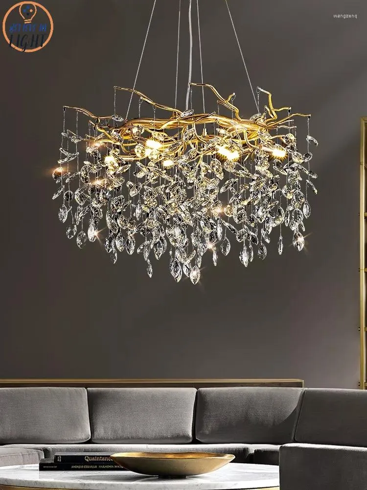 Pendelleuchten 2023 Design Kristall Runde Kronleuchter LED-Licht für Esszimmer Wohnzimmer Dekor Silber / Gold Farbe mit Glühbirne