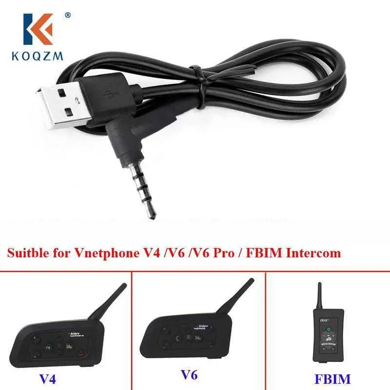 Accesorios de intercomunicador de casco Cable de carga USB para EJEAS VNetPhone V6 V4C C Pro FBIM Auriculares de motocicletas