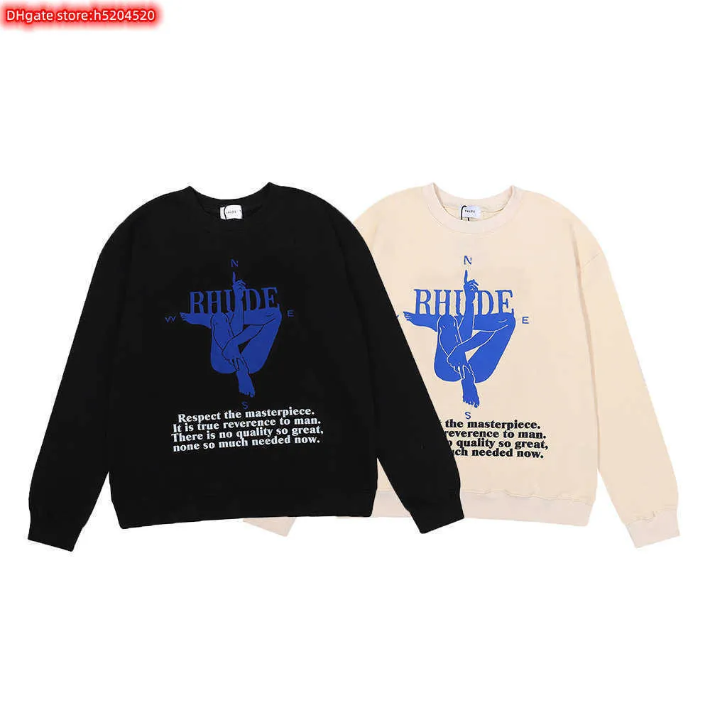 Hzft Men's Hoodie Crewneck Sweatshirt 2023 New Fashion Brand Rhude American Human Yoga Rosette High Gram Heavy Terry för män och kvinnor