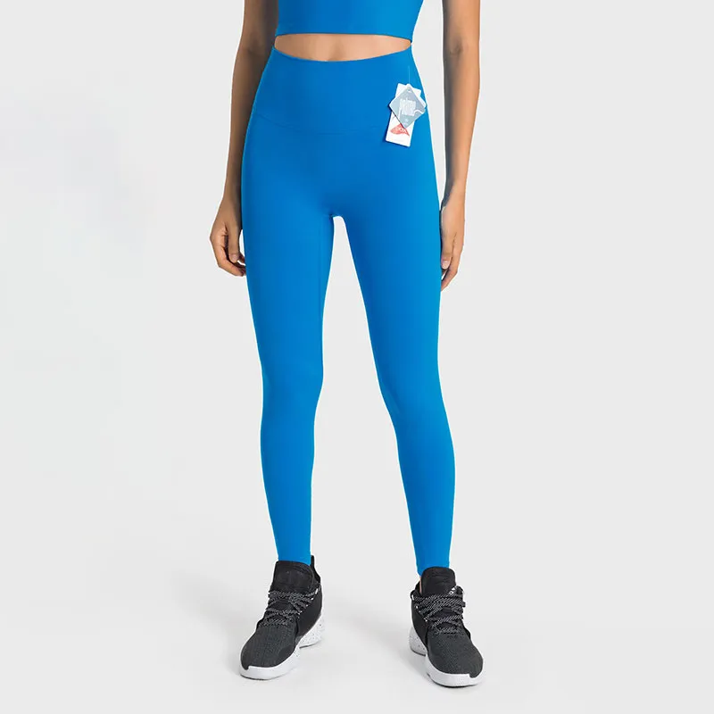 Calça de yoga ET002 Double 6 Lycra sem linha T Antibacteriana Calça de cintura alta Nude Sense Leggings Buttery Soft Running Calças de moletom justas para mulheres