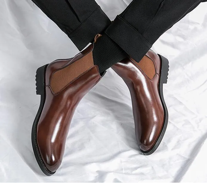 Mens slip on boots cheap brown