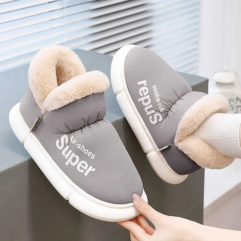 Top Boots Warm Women Snow Winter New Style Men's Cotton Slippers Indoor Outdoor High Top Plush Lining Shoes Thick Slipper 221213