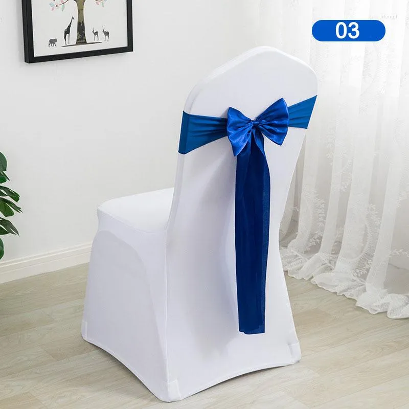 Housses de chaise Cravate gratuite Fleur Couverture élastique Spandex Ceinture Mariage Ready-made Bow Fête d'anniversaire El Dîner