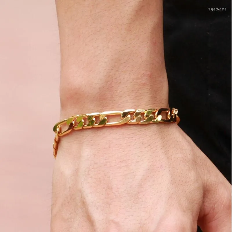 Link Bracelets Fashion Cool 18K Gold Bracelet Men Chain Personalized Jewelry Good Gifts For Husband Or Boyfriend