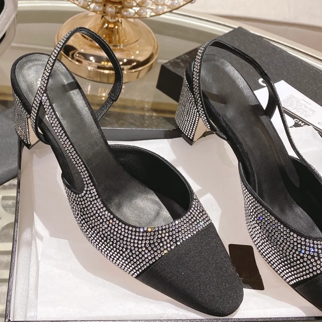 Rhingestone Slingback Square Toe Toe Chunky Taly Robe Pumps Black Green En Cuir Party Mariage Chaussures 6 5 Cm High Taleled 2024 Nouvelle Arrivee Du 80 72 DHgate