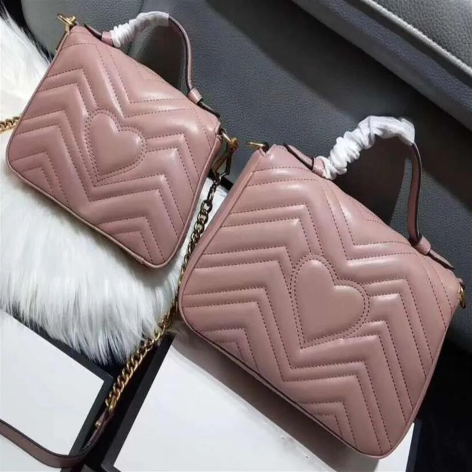 Nieuws Love Heart V Wave Patroon Zakken met handvat schoudertas ketting vrouwen handtassen crossbody portemonnee messenger bags235b