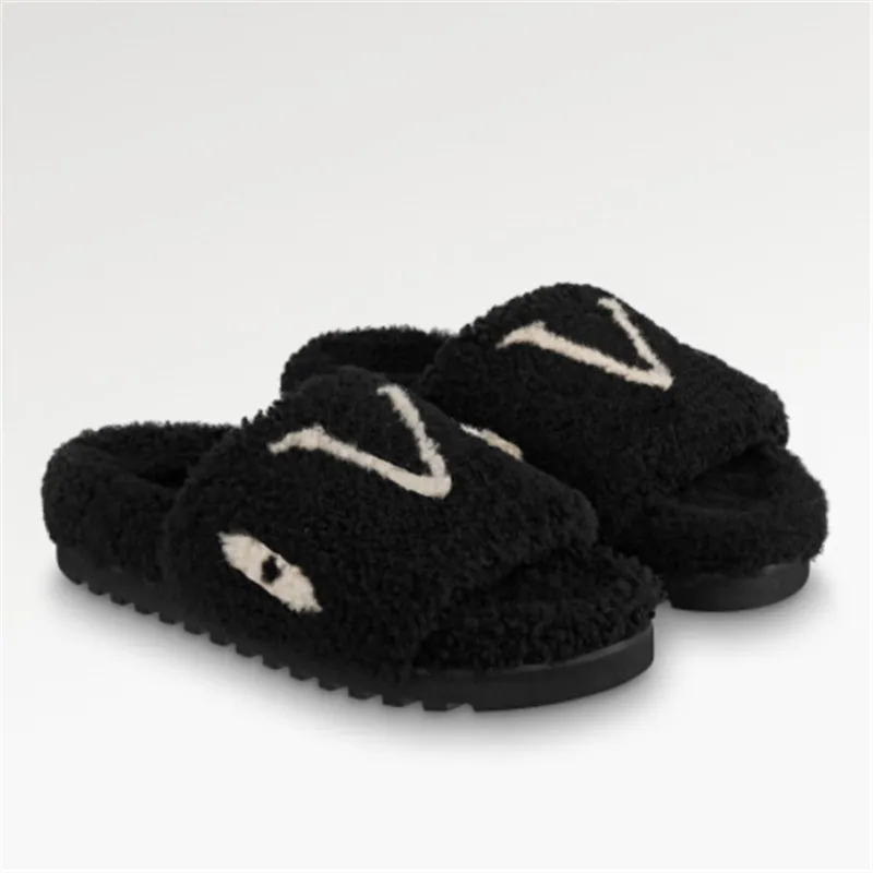 Teddy Womens Designersslippers for Men fluffy Slides Brand Classic Letters Printed Warm Luxury Winter Sandales Slipper