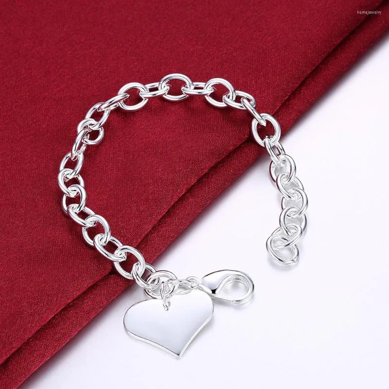 Lien Bracelets Factory Direct Mode 925 Timbre Argent Couleur Bracelet Pour Femme Fine Amour Coeur Pendentif Chaîne Bijoux Cadeau De Fête De Mariage