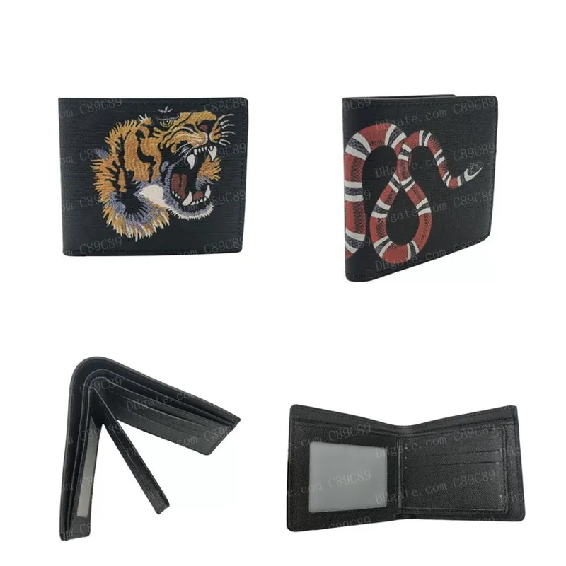 Animal Print Leather Short Wallet For Men And Women Black Snake  