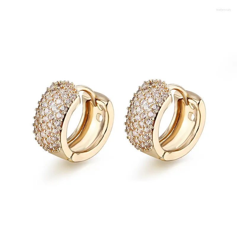 Hoop Earrings Uilz Round Retro Hoops For Women Jewelry Gold Color Zircon Small Ear Ring Wholesale Vintage Female Wedding Accessories