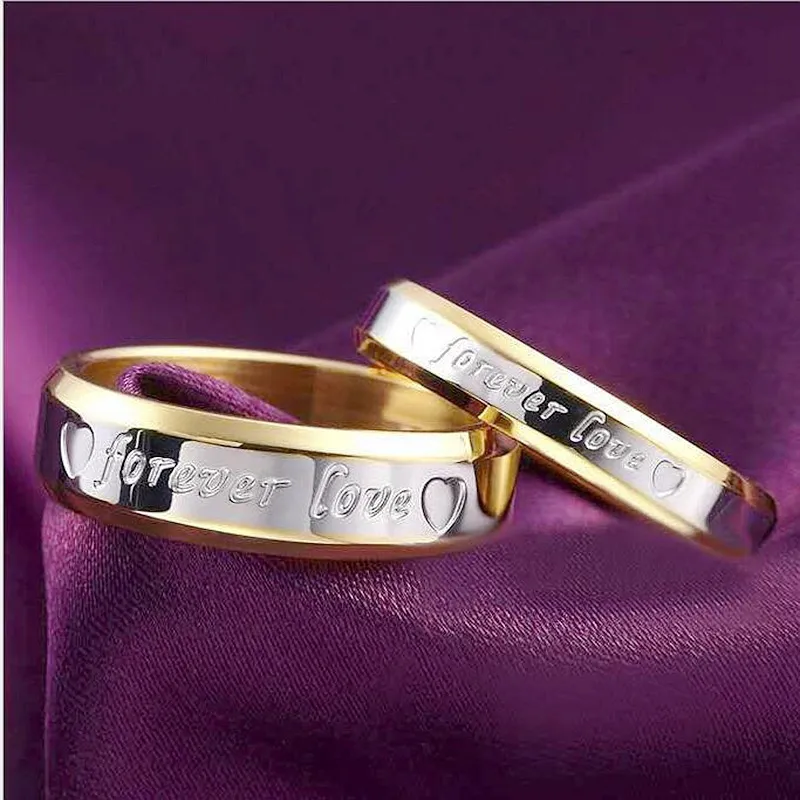 Mulher masculina Mulheres aço de aço inoxidável para jóias Titanium casal Wedding Love Forever Rings Silver Gold Black Color atacado