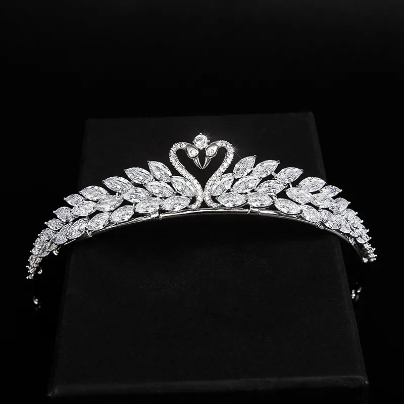 Luxe bruids tiara's en kronen bruiloft haaraccessoires voor vrouwen zilveren kleur meisjes hoofddeksel prom feestje sieraden cadeau