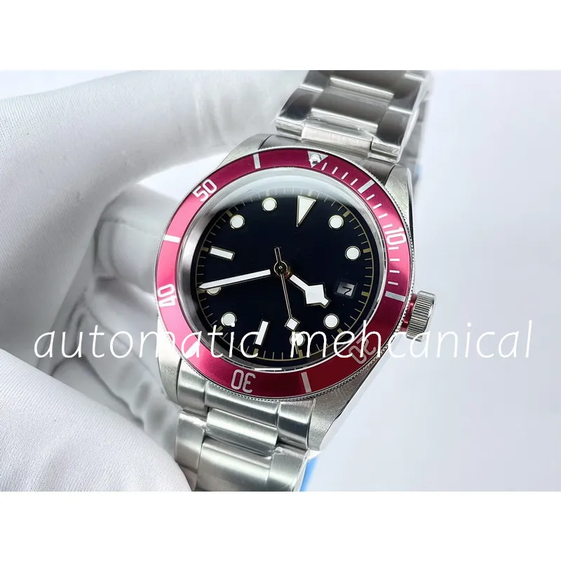 Top verkopen horloge automatisch mechanisch 41 mm rode bezel datum Display Roestvrij staal heren horloge waterdichte saffierglas polshorloge van hoge kwaliteit van hoge kwaliteit