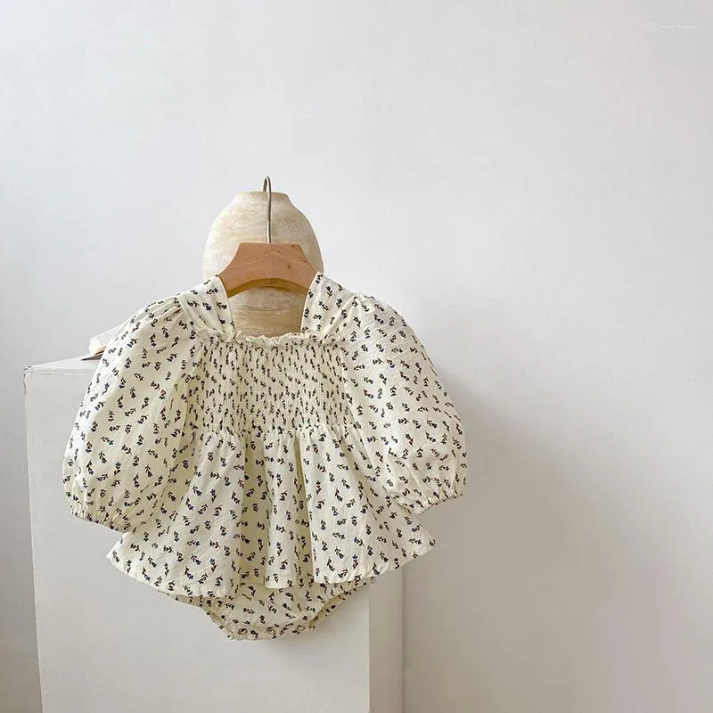 Strampler MILANCEL 2022 Herbst Baby Bodys Puff Sleeve Infant Mädchen Kleidung Floral Kleinkind Ein Stück