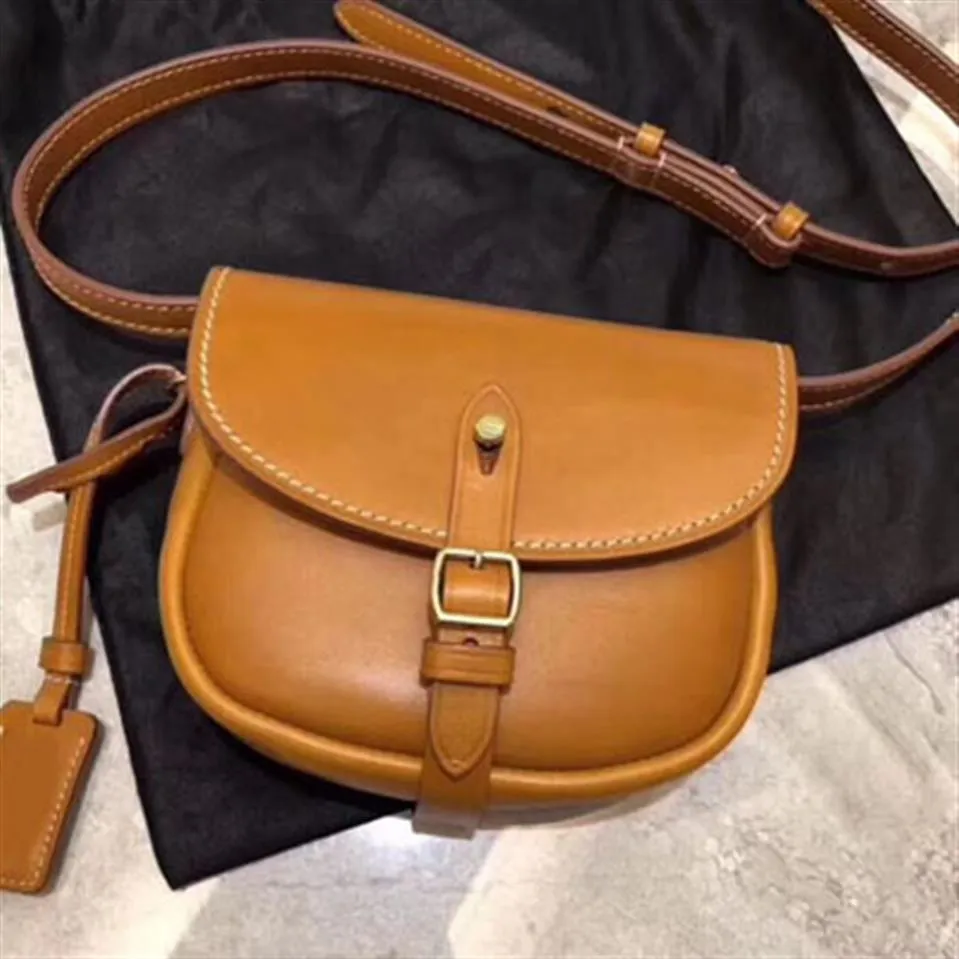 Kvinnor i högsta kvalitet läder axelväskor importerade vanligt äkta läder liten storlek crossbody brun färg casual resande väskor297v