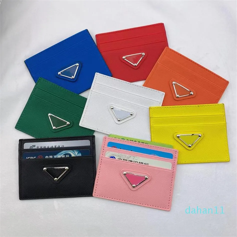 Modedesign triangel märke korthållare kredit plånbok läder pass täcker ID Business Mini Pocket Travel för män Kvinnor Purse 308E