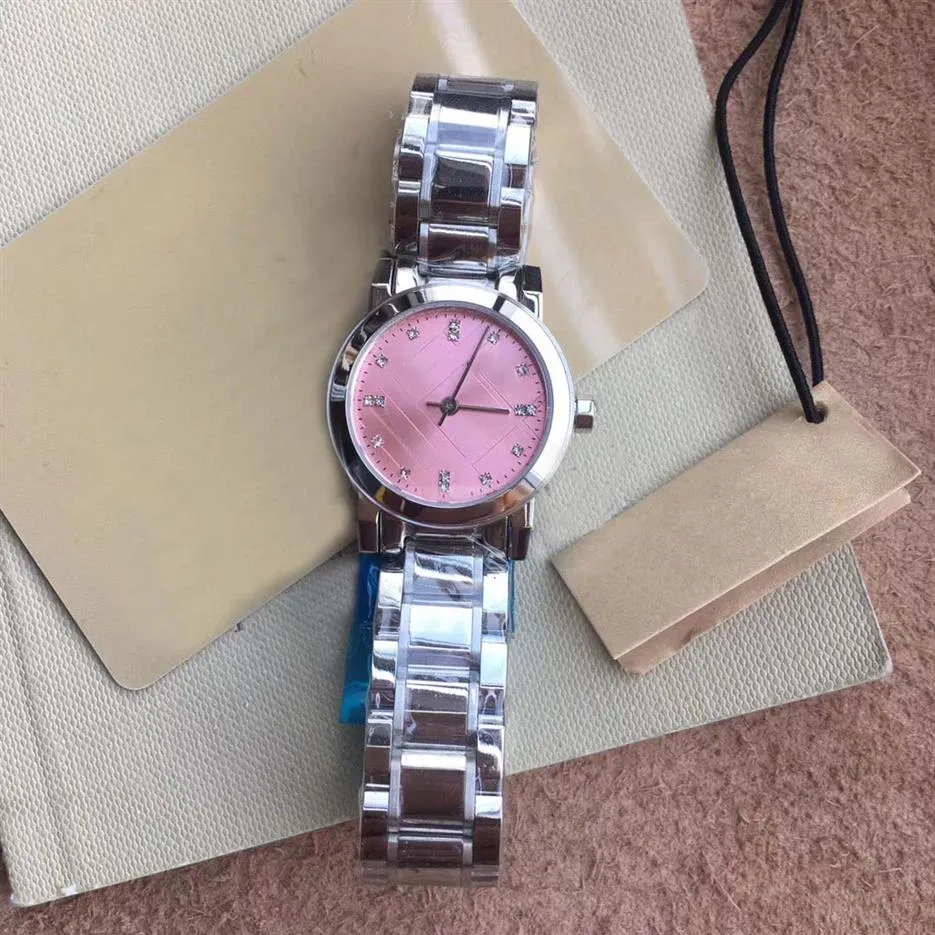 Sukienka 26 mm kwarcowa bateria damska zegarek zegarek łagodne i ciche damskie zegarek na rękę 316L srebrna bransoletka ze stali nierdzewnej różowa diam207g