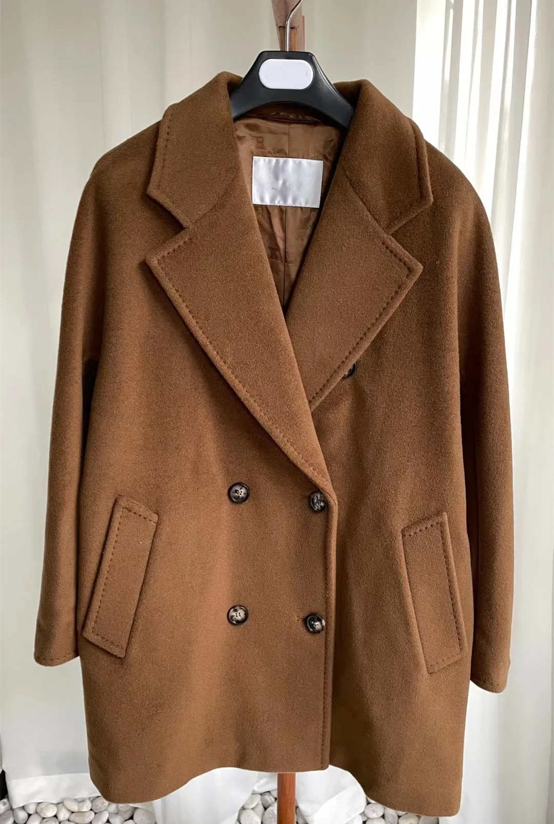 tobacco colored coat Tobacco Brown Cashmere Blend Double Breasted Coat... From Qltrade_15,  $312.07