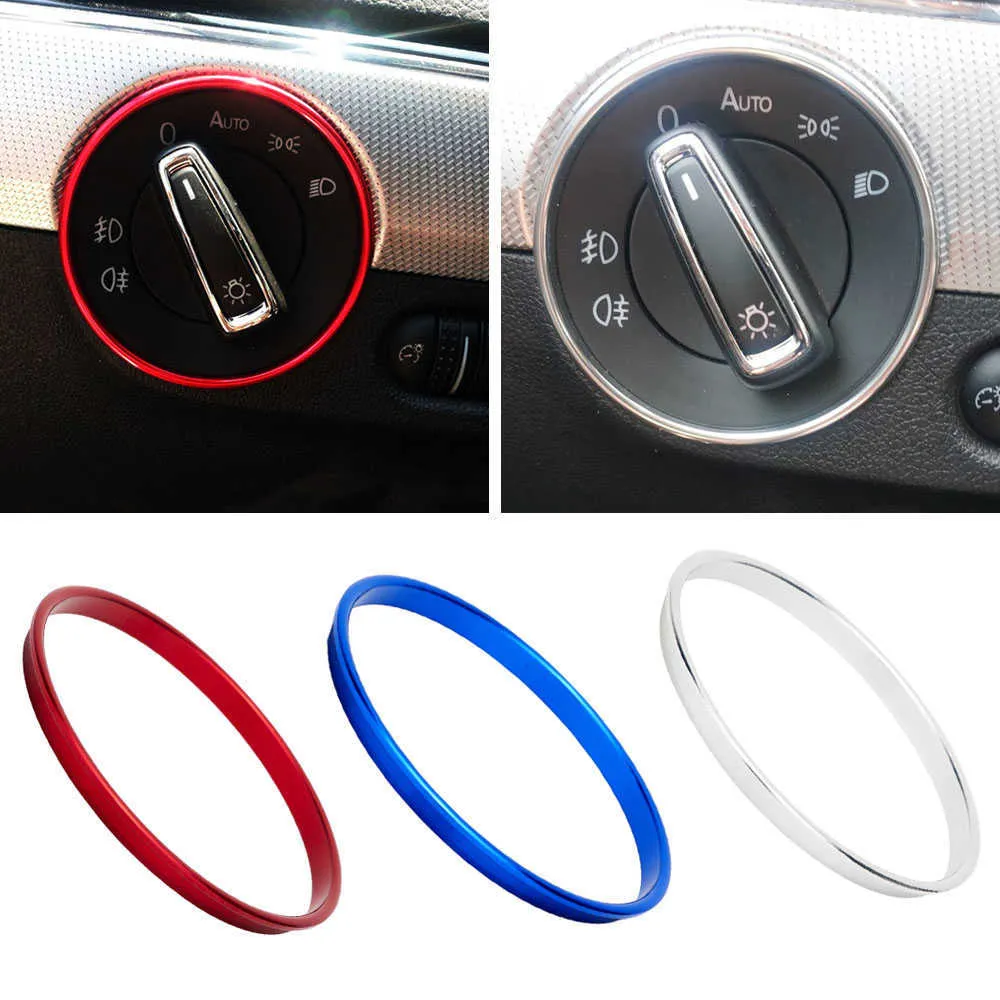 Aluminum alloy Car Styling Headlight Switch Trim Frame Ring For  VW Golf MK7 Tiguan MK2 T-ROC