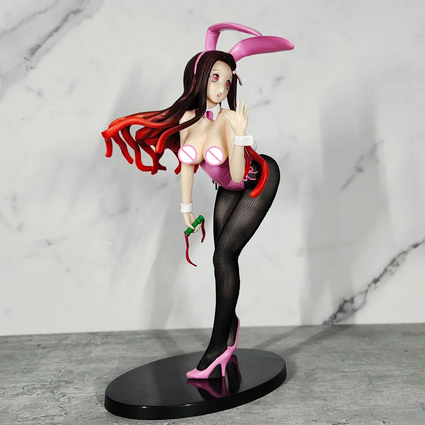 Декомпрессионная игрушка 25 см Demon Slayer Kamado Nezuko Bunny Girl Сексуальная аниме-фигурка Kimetsu no Yaiba Nezuko Фигурка Японская модель для взрослых Do