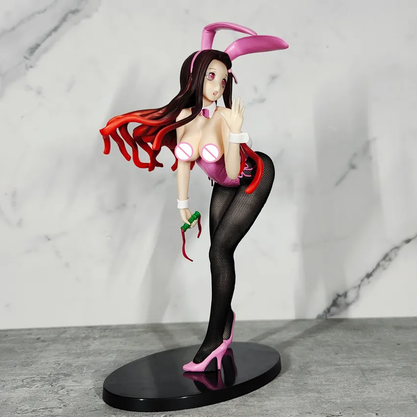 Decompression Toy 25cm Demon Slayer Kamado Nezuko Bunny Girl Sexy Anime Figure Kimetsu no Yaiba Nezuko Action Figure Japanese Adult Model Do