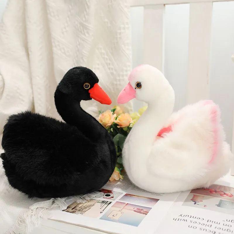 Jouet en peluche cygne noir, Couple de cygne blanc, poupées de décoration de mariage, cadeau de noël