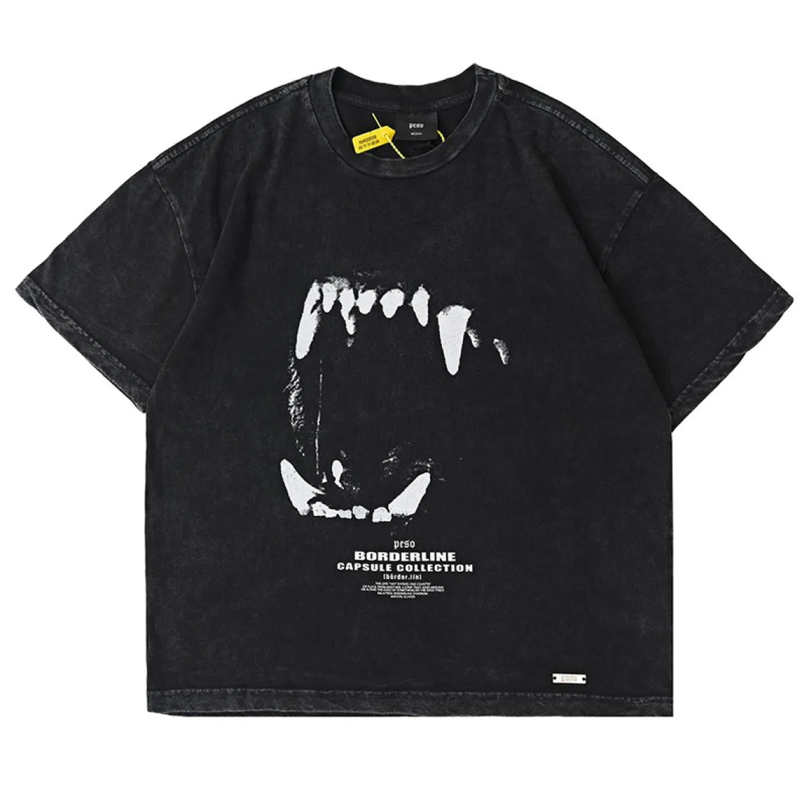 USA Europe Germany Wolves Fangs Print Vintage рубашка High Street Tee Tee Spring Summer Skateboard Мужчины женская уличная одежда Tshirt3586661