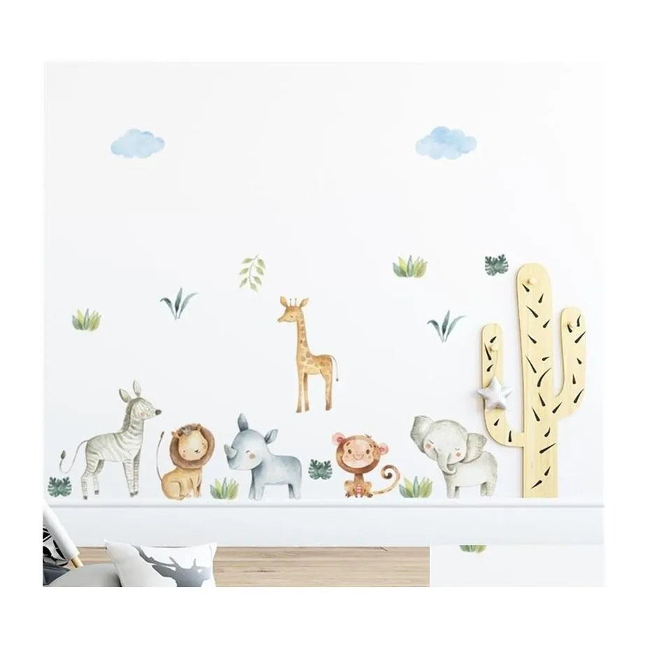 Cartoon Hand Dyed Animal Nursery Wall Stickers Kmart For Kids Room And