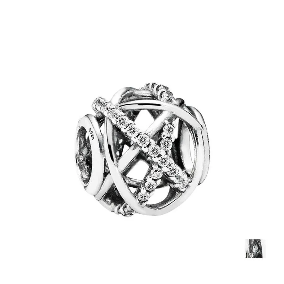 Charms 925 Sterling Sier Sparkling Lines Openwork Charm Женщины ювелирные изделия DIY Европейские бусы с оригинальной коробкой для браслета Pandora Bangle Dhngw