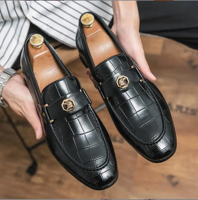 Elegant Black Crocodile-Pattern Loafers for Men Amazon.com | Authentic Real Crocodile Skin Classic Black Men  main image 2