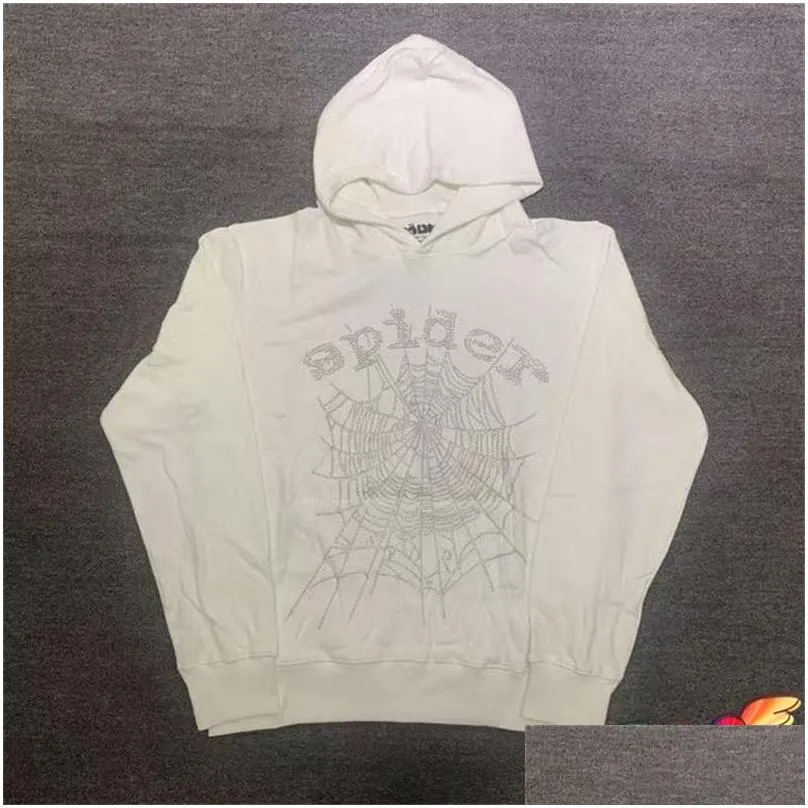 mens hoodies sweatshirts puff print white hoodie men women web graphic 1 1 quality spider 555555 hoodie heavy fabric young thug sweatshirts