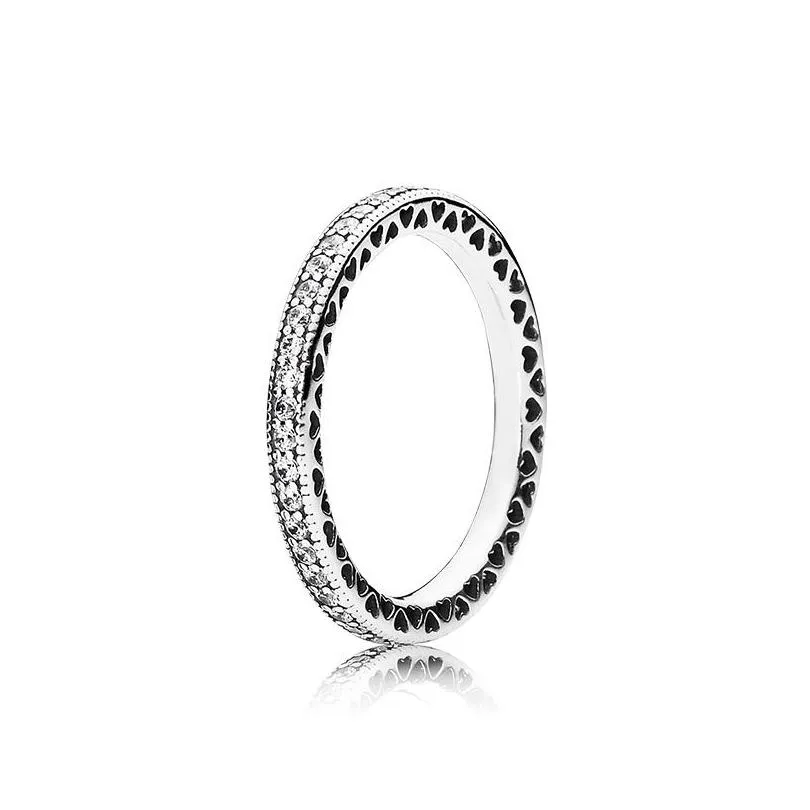 Band Rings Real 925 Sterling Sier CZ Diamond Ring med original Box Fit Pandora Br￶llopsengagemangsmycken f￶r kvinnor Drop Delivery DHTMD