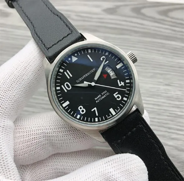 2023 Luxury News Men's Watches Automatiska mekaniska rostfritt stål Svart läder Enkla 41mm Piloter Titta på Mark XVIII Outdoor IW327012