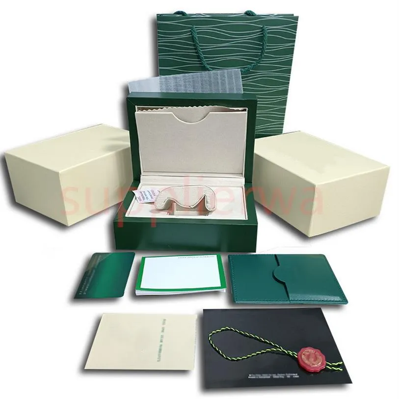 hjd rolex vert brochure certificat boîtes de montre qualité AAA cadeau boîte surprise à clapet carré boîtes de luxe exquises Cases Carry345B