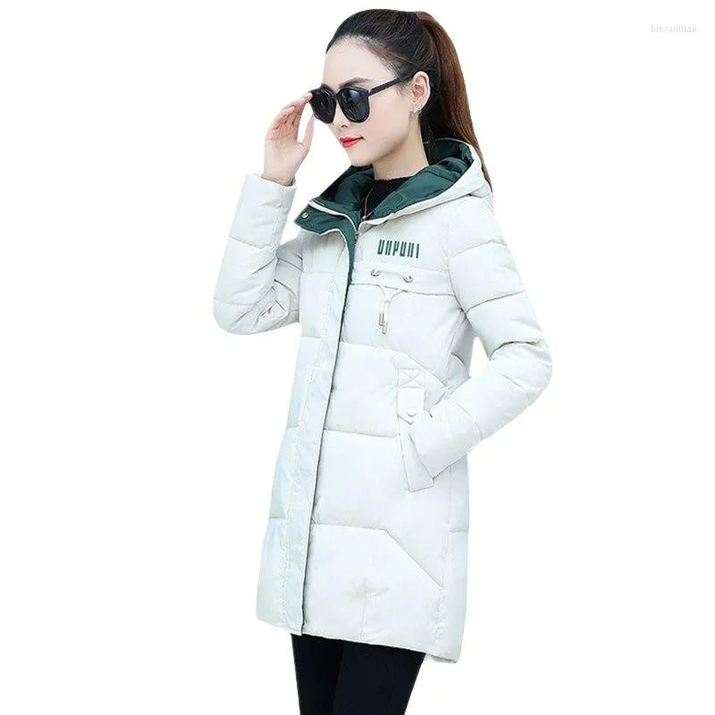 Trench femme UHYTGF taille ample Parka manteau femmes veste d'hiver à capuche femme Parkas épais coton rembourré doublure 448